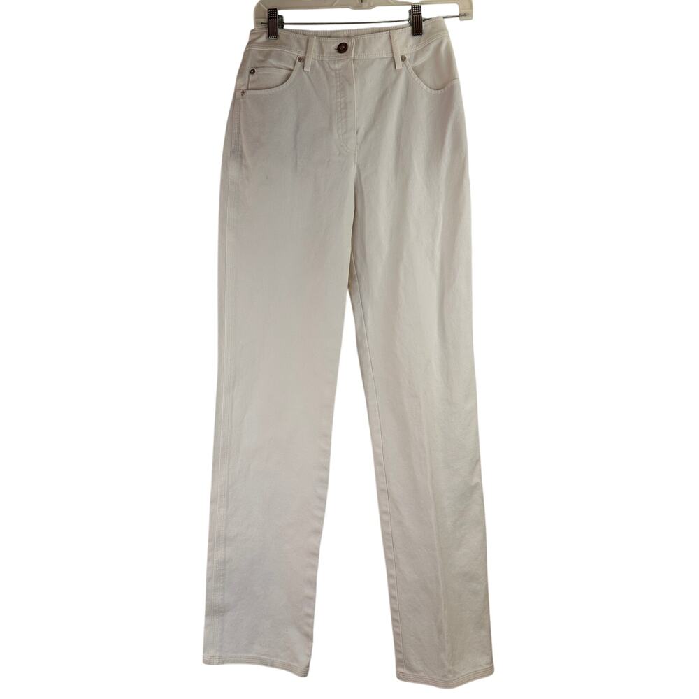 St. John Sport White Straight Leg Rivet Pocket Jeans Size 2